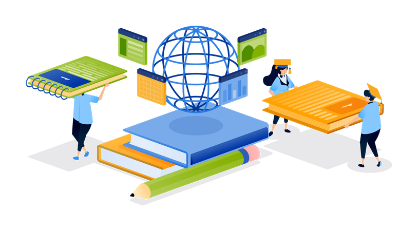 Students using internet for education  Illustration