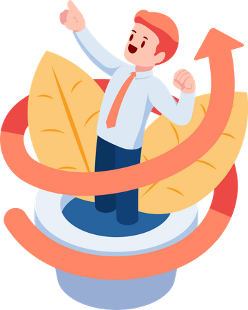 Successful businessman with personal growth  Illustration
