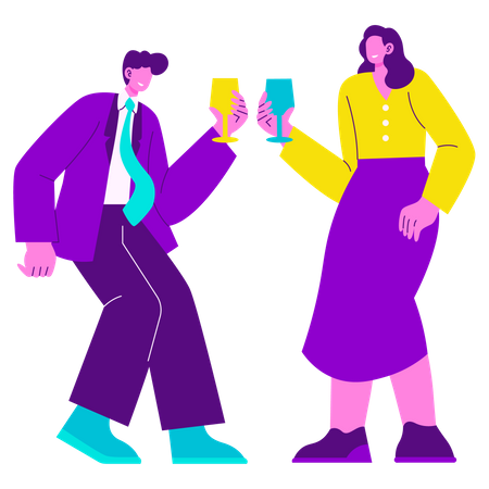 Team enjoying dance party  Illustration