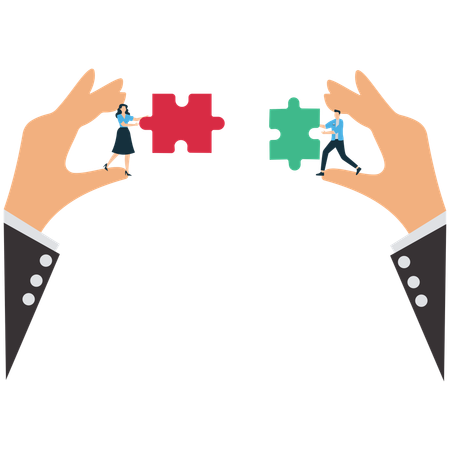 Teamwork Combine puzzle pieces  Illustration