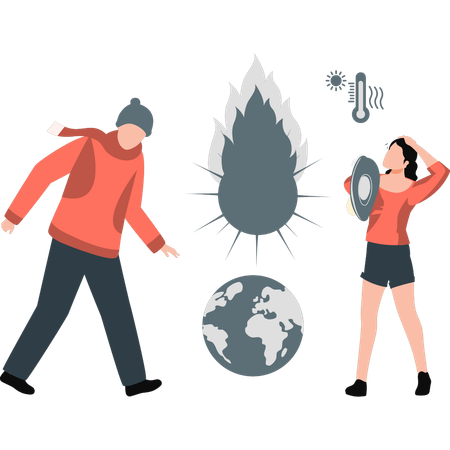 Temperature of sun higher and lower in world  Illustration