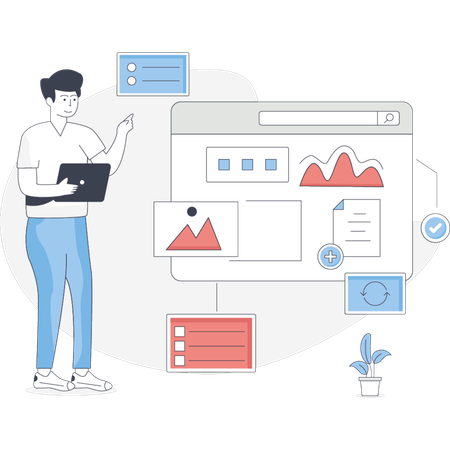 The boy pointing user interface  Illustration
