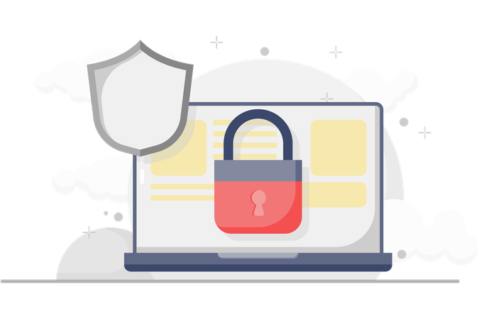 The laptop is locked with a password  Illustration