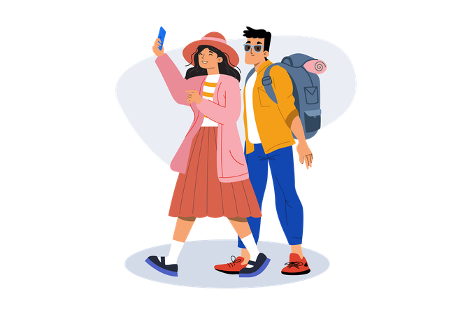 Tourist Couple on tour  Illustration