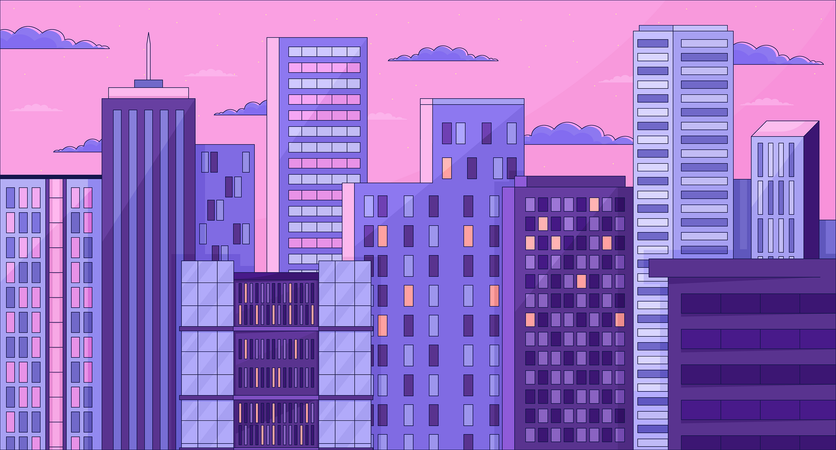 Twilight skyscrapers  Illustration