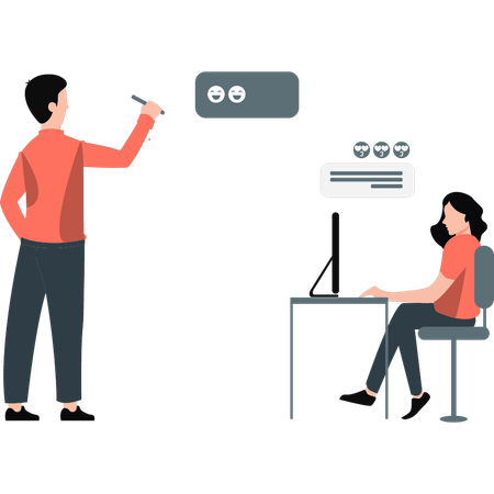 Two people sending emojis to each other  Illustration