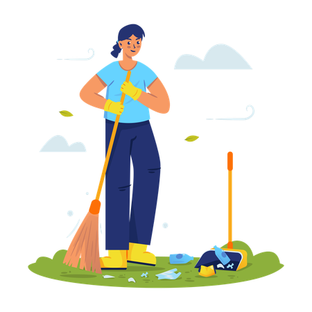 Volunteer doing Park cleaning  Illustration