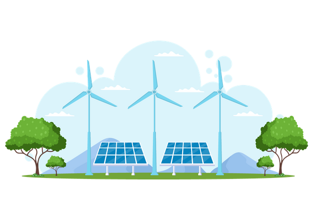 Wind and solar Energy  Illustration