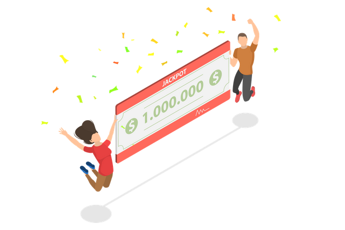 Winner winning with money prize  Illustration