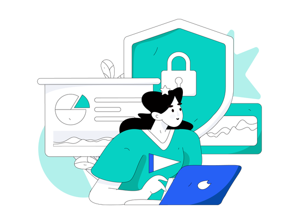 Woman analyze security  Illustration