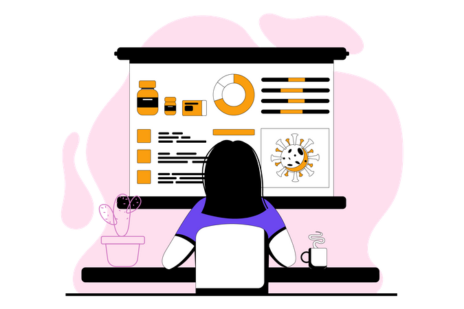 Woman booking coronavirus vaccination appointment  Illustration