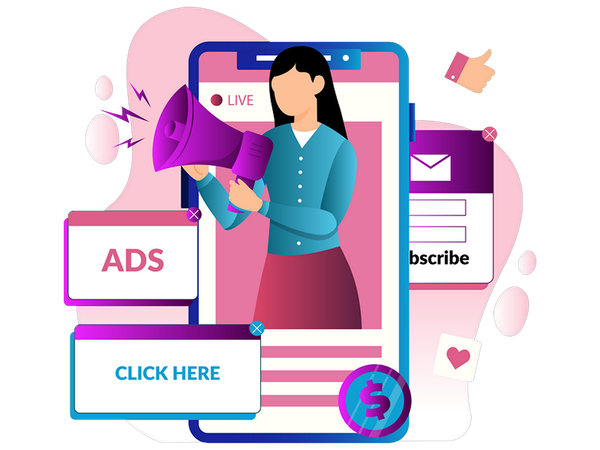 Woman doing digital marketing  Illustration