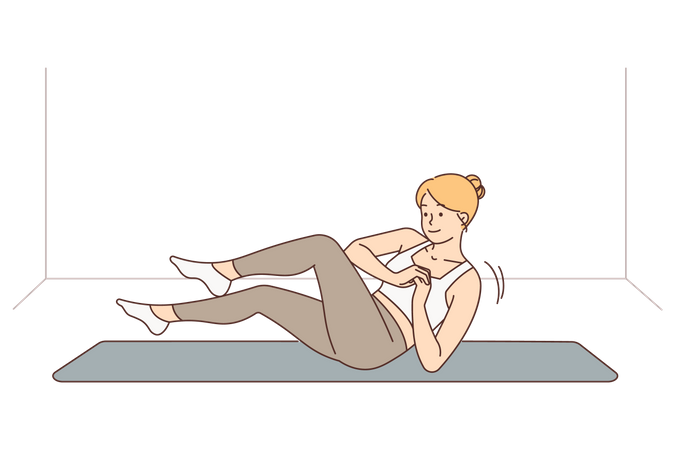 Woman doing morning workout at home  Illustration