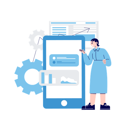Woman doing online analysis  Illustration