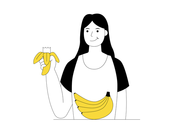 Woman eating banana  Illustration