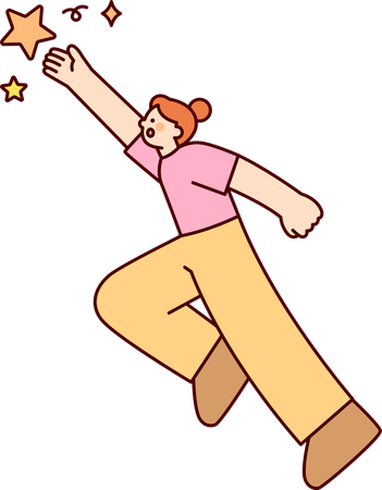 Woman focuses on higher goals of life  Illustration
