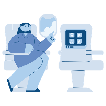 Woman having In-flight Entertainment  Illustration