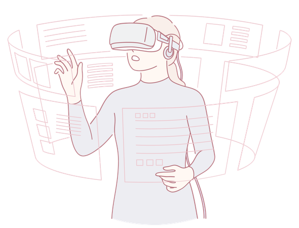 Woman interacting with virtual reality  Illustration