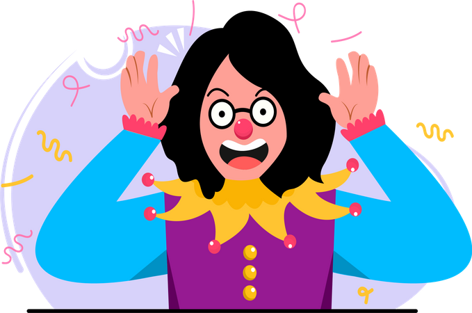 Woman jester with funny expression  Illustration