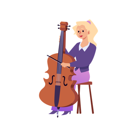 Woman playing cello music instrument  Illustration