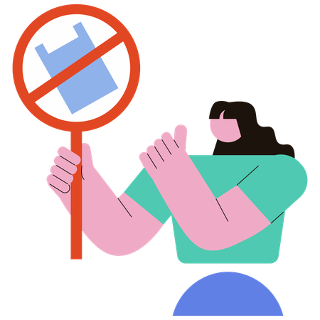 Woman protests against Plastic  Illustration