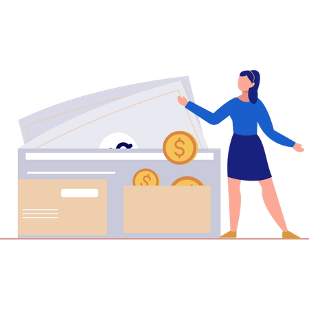 Woman Showing Wallet  Illustration