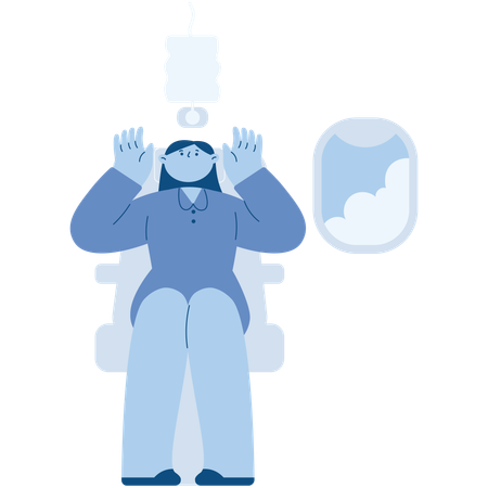 Woman trying for Oxygen Mask Usage  Illustration