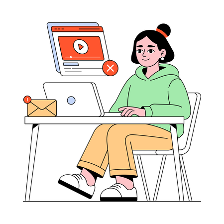 Woman Unsubscribing From E-commerce site  Illustration