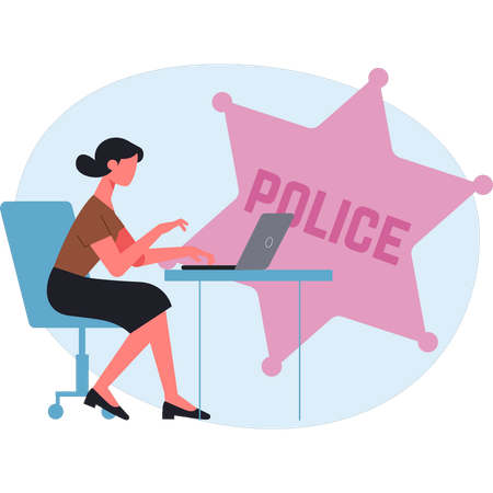 Woman working at police success star  Illustration