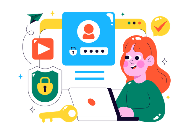 Woman working on Data Privacy  Illustration