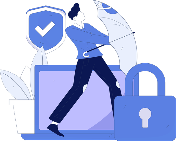 Young Boy checking system security  Illustration