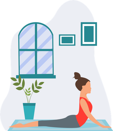 Young Girl Doing Bhujangasana In Indore Illustration