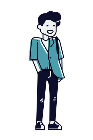 Young man Standing and putting his hand on pocket  Illustration