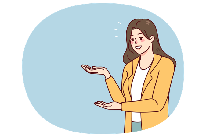 Young woman showing copy space  Illustration